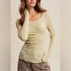 Listicle Light Green Tea Textured Top
